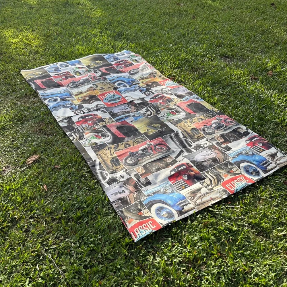 Classic Garage Cars Motorcycles Upholstery Fabric‎ Made in Spain 53x96
